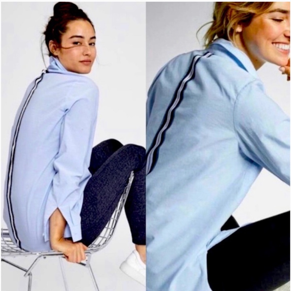 Athleta Sky Blue Blouse with Dark Stripe